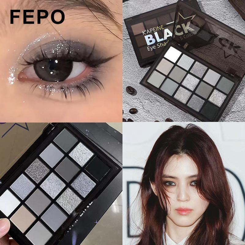 FEPO Bảng Phấn Mắt 15/25 Màu Đen / Trắng / Xám / Ánh Kim Có Gương Trang Điểm Tiện