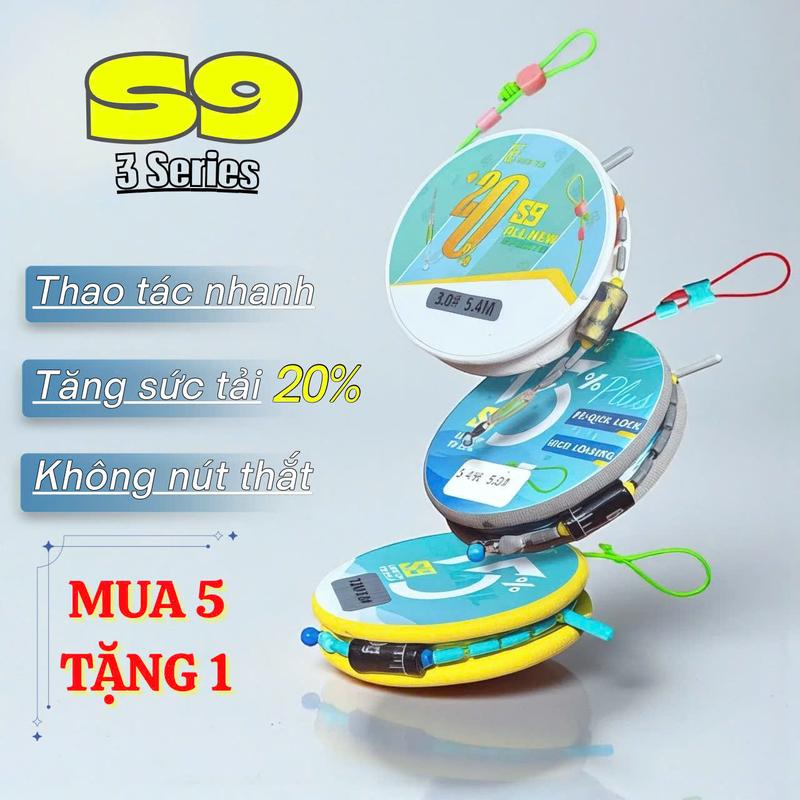  Trục buộc sẵn S9 Trục câu đài buộc sẵn S9 không nút thắt Fan Fishing. Phụ kiện silicon dây pe đầu cần thế hệ mới tăng sức tải DC6 cước Bắt Cá 