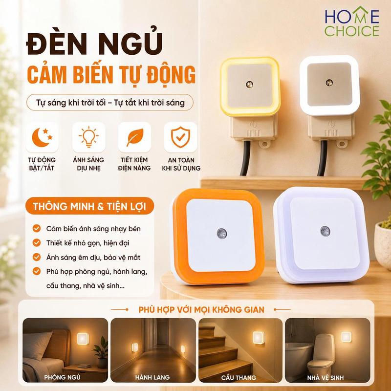 Đèn Ngủ Thông Minh Cảm Biến Ánh Sáng Có 4 Màu Sắc, Đèn Cảm Biến Bật Tắt Theo…