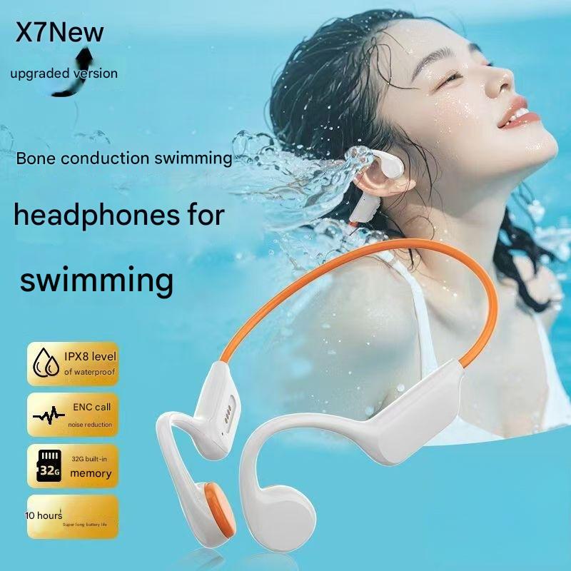 Private Model S10 Bone Conduction Waterproof Swimming Headphones – Wireless Open-Ear Professional Sports Headphones