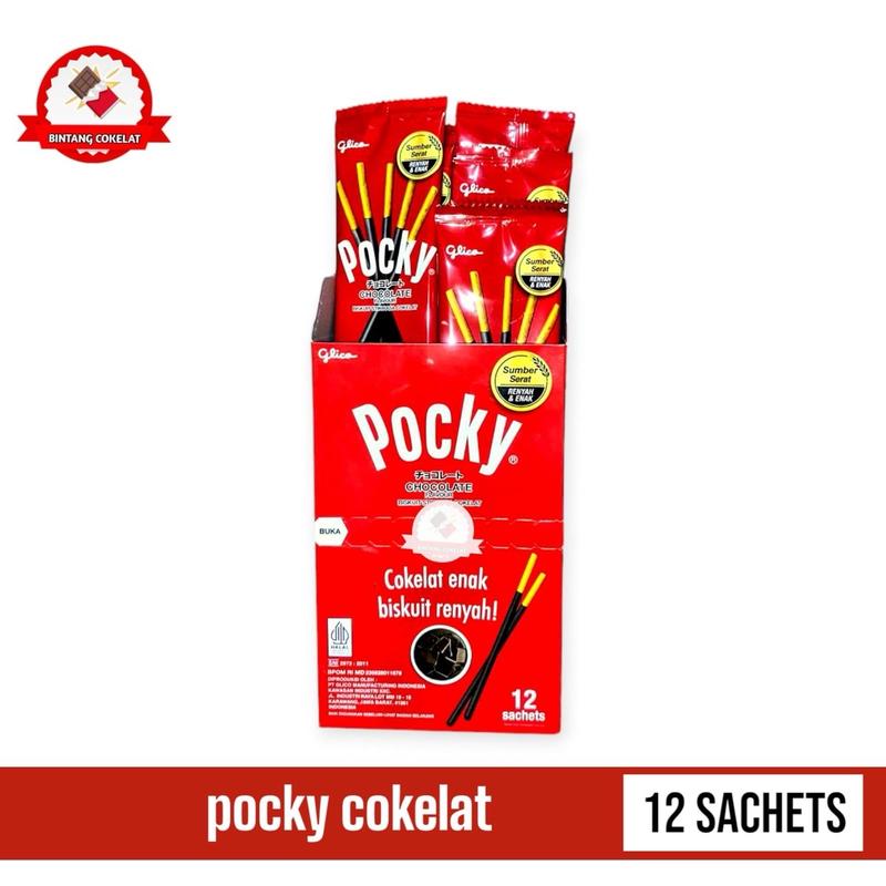 Pocky 1 Kotak Isi 12 Sachet dengan 2 Variasi Rasa Coklat & Stroberi - Makanan Coklat - Food Chocolate Camilan Cokelat Snack Cemilan Manis Keripik 2