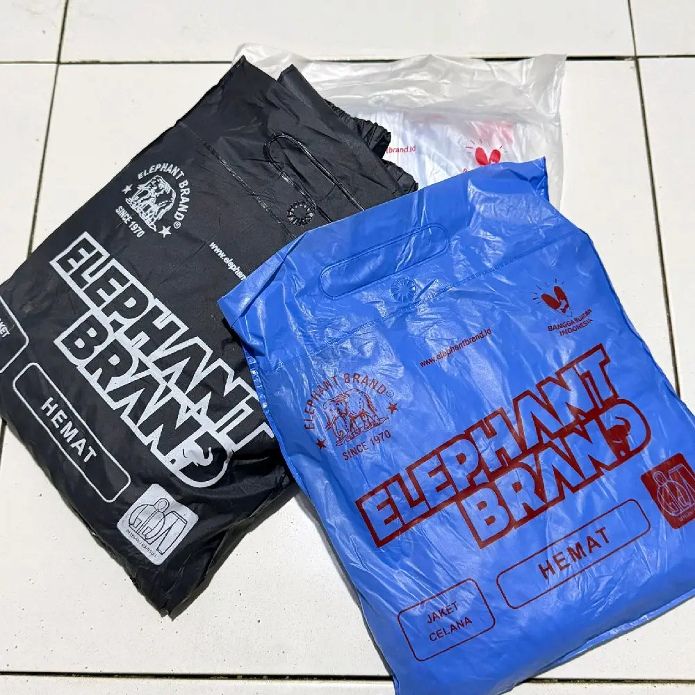 jas hujan Ponco elephant brand set celana hemat bahan tebal dan praktis
