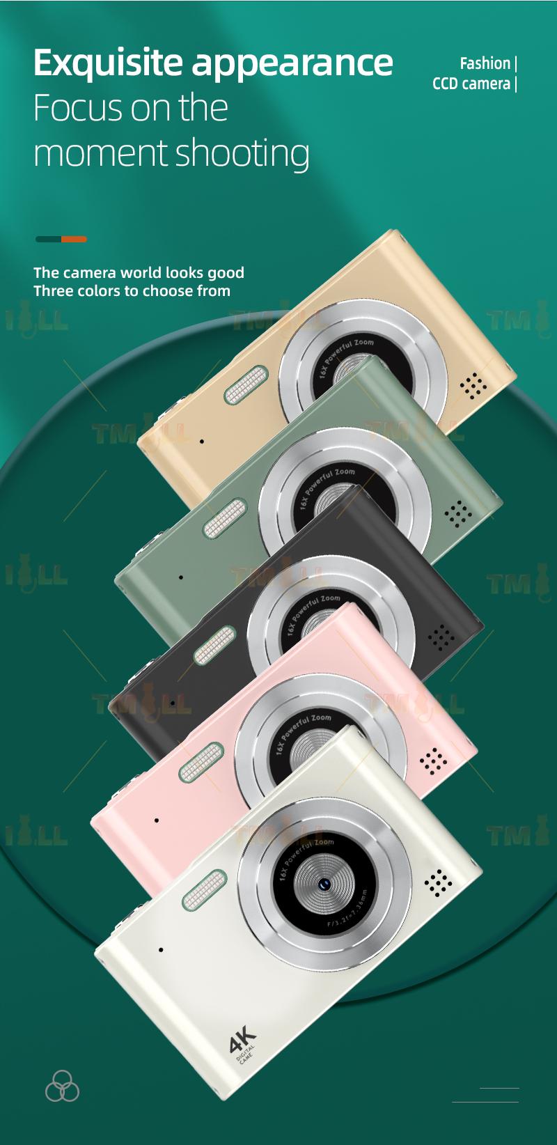 Product Introduction of [Sg Ready Stock] 5Color 1080P Digital Camera Video Camcorder 48MP Photo 16X Zoom Anti-shake HD digital retro camera Card Rechargeable Birthday Cable 35