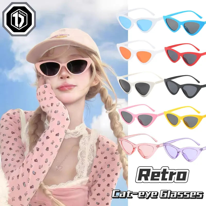 Cat Eye Stunner Shades Womens Gothic Vintage Style Cat Eye Plastic Pop Color Lens  main image 4