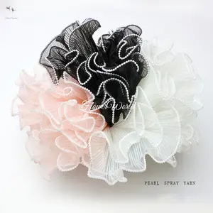 Korean Lace Mesh Mermaid Tile Wrapping Flower Wavy Keriting Buket Bouquet Bunga / Renda Wrapping / Renda Kain Wrapping / Kain Renda Bunga Dan Mutiara