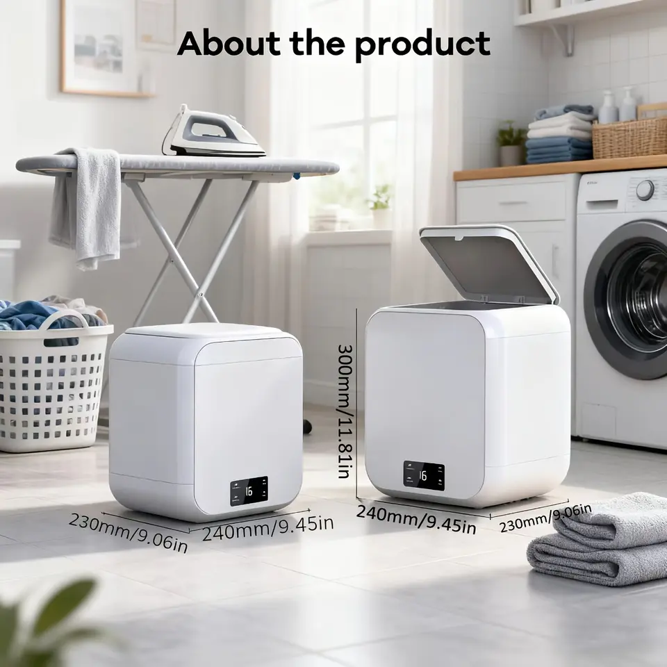 Máy giặt mini di động 12L, dùng cho căn hộ, cắm trại, xe RV, du lịch, giặt đồ lót, tất, máy giặt tự động hoàn toàn có chức năng giặt và vắt, phù hợp cho ký túc xá sinh viên, sử dụng hàng ngày trong gia đình.