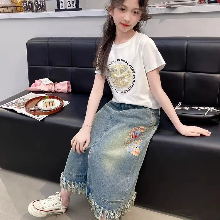 TOKO ARSYILA | SETELAN ROK JEANS CHEONGSAM PREMIUM 140,150,160,170 2