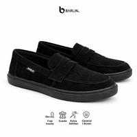 Gambar BARLIN Milano - Sepatu Slip On Pria Suede Casual Full Black Sol Jahit Anti Jebol Flat Shoes - full black, 39 dari Barlin Kota Bandung 1 Tokopedia