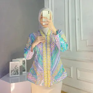 Clara blouse atasan batik wanita baju batik wanita atasan batik soft Katun Casual Cewek Dewasa Panjang Kerja