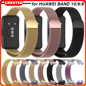 Milanese Loop Stainless Steel Strap For Huawei Band 10 9 8 Tail Jam Tangan Smartwatch Magnetic Wrist Metal Bracelet Band for Huawei Band 10 9 8 Accessories Logam