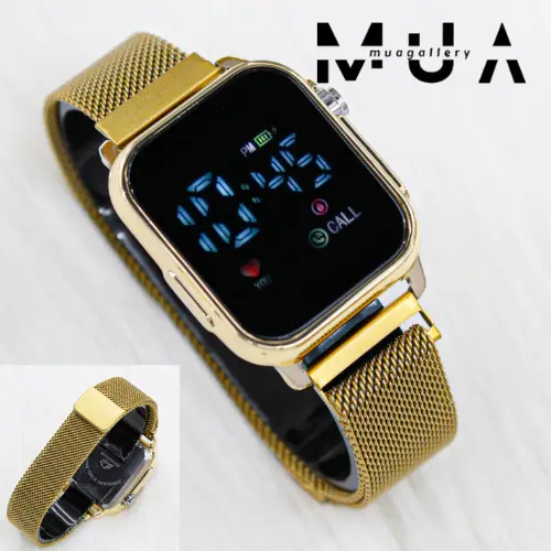 Jam Tangan Wanita Led Watch Digital Laya Kaca Tali Rantai Pasir Magnet LED Digital Model Kekinian Digital 5