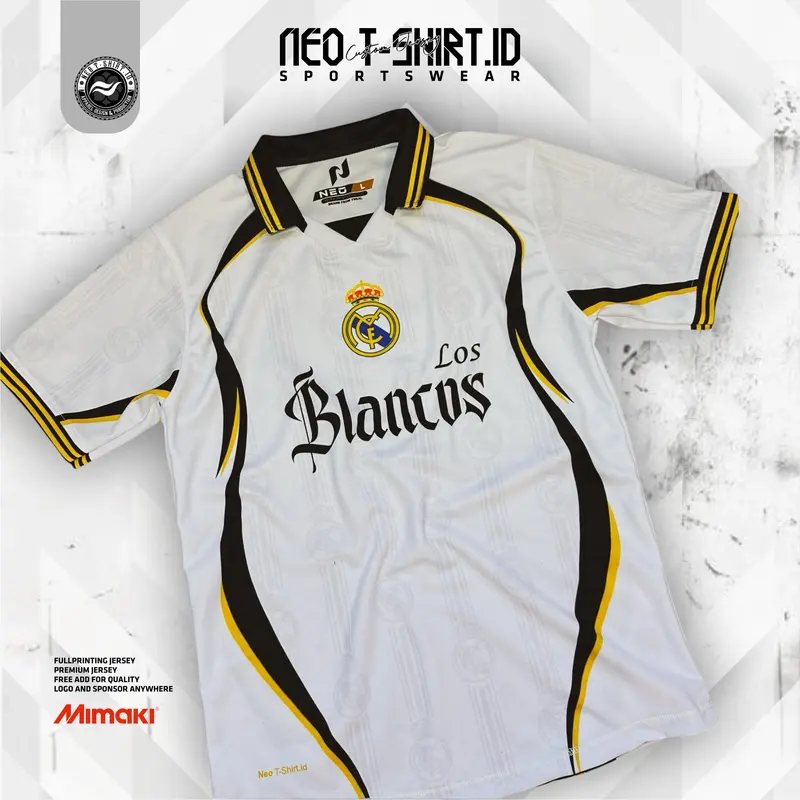 Jersey Casual Real Madrid Retro Real Madrid Los Blancos Vintage Real  Madrid Kualitas LOGO FULL PRINT XXL