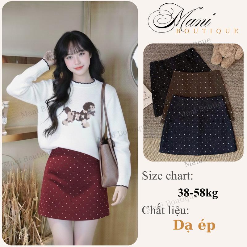 Deal Mở Bán Chân váy ngắn chữ a chất dạ chấm bi có lót trong nhiều màu mặc đi học chơi noel tết đẹp