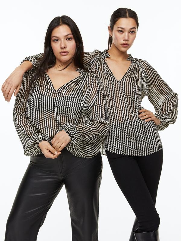 Blouse Lengan Panjang Tie-Neck - 4666 1
