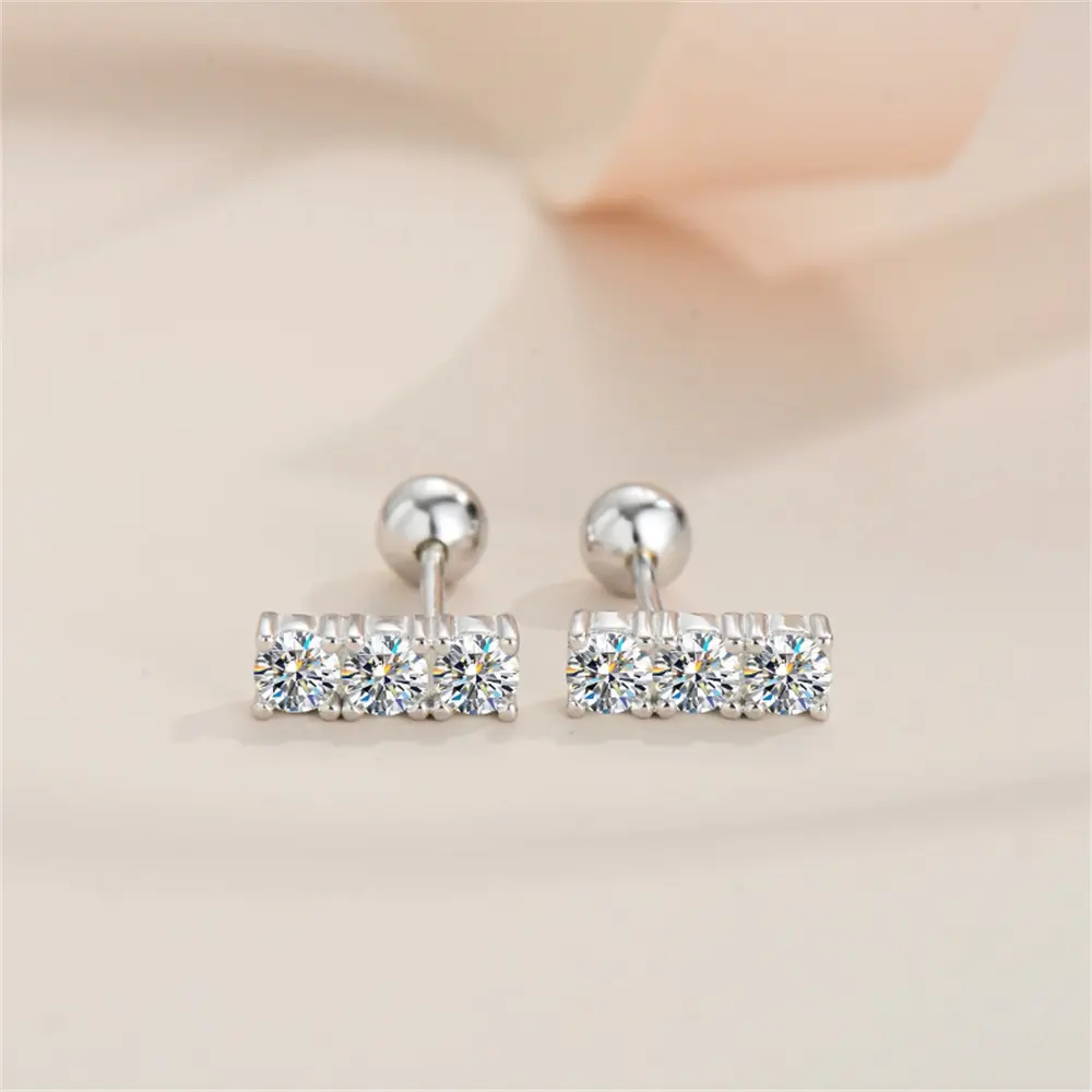 [012 Additional Gift] Daily Synthetic Moissanite Stud Earrings 1Pair 0.6ct*2 925 Sterling Silver Women's Jewelry Gift Choice with Certificate&Gift Box