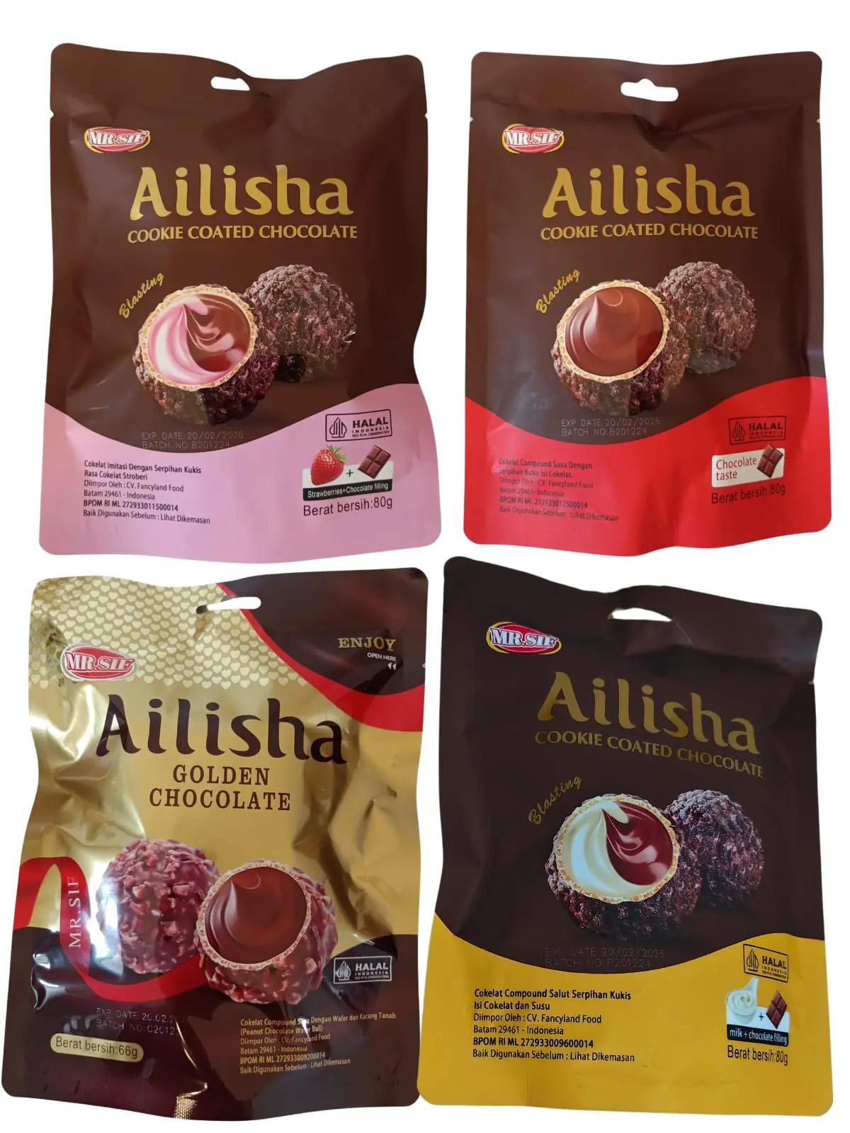 MR.SIF AILISHA Golden Chocolate 66g Cookie Coated Chocolate 80g
