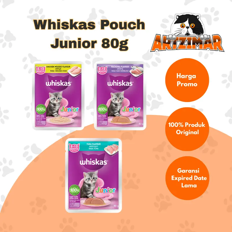 WHISKAS POUCH ADULT JUNIOR 80gr - Makanan Kucing Wetfood Kitekat Pouch 70gr 1