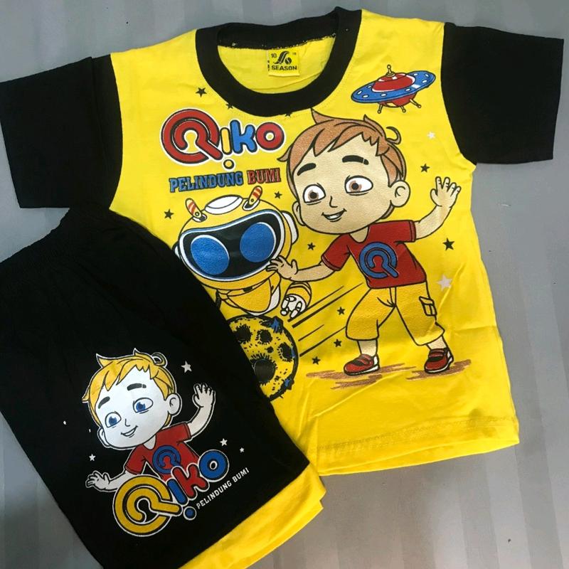 SETELAN KAOS ANAK KATUN COWOK LENGAN PENDEK CELANA PENDEK MOTIF (WARNA RANDOM) 2