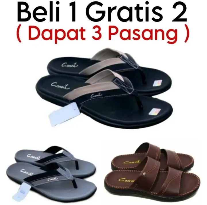 CRAZY BELI 1 GRATIS 2 DAPAT 3 SANDAL TERLARIS SPESIAL BULAN Kemerdekaan Sendal Jepit Sandal slop Pria Kasual