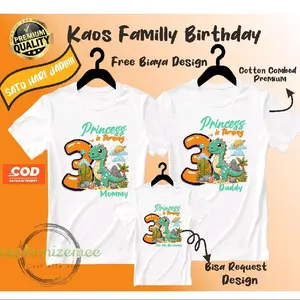 DINO KAOS COUPLE FAMILY BIRTHDAY/KAOS ULANG TAHUN ANAK DAN KELUARGA/KAOS CUSTOM ULANG TAHUN ANAK/KAOS COUPLE ANAK