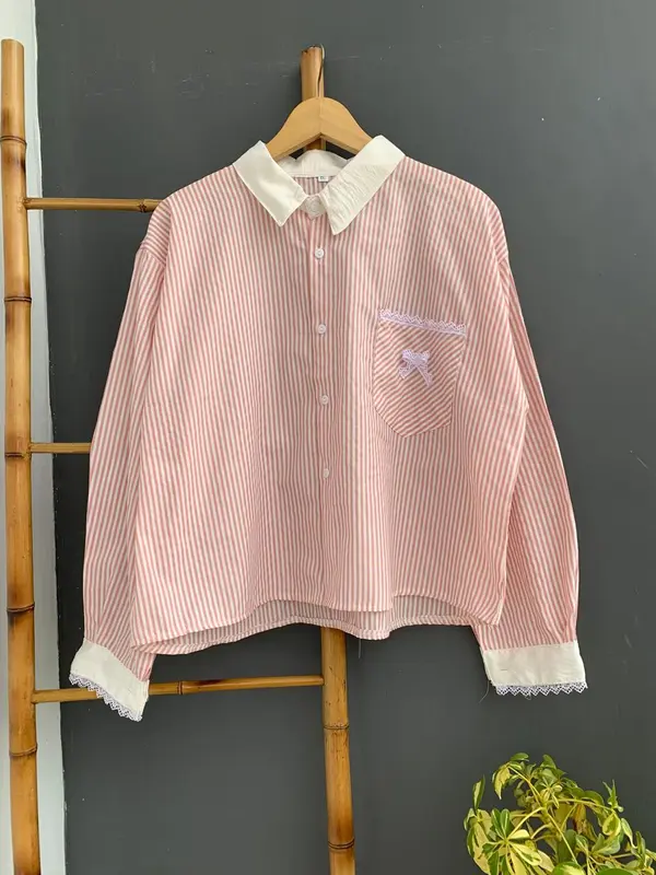 Lulu blouse strip salur premium LD 110 120 130 140 kemeja crop jumbo 4
