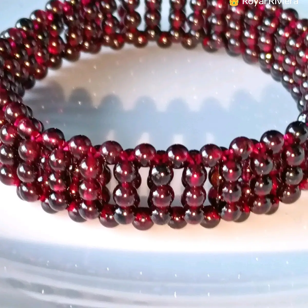 6A Grade Natural Red Garnet Bangle Bracelet - Free Size