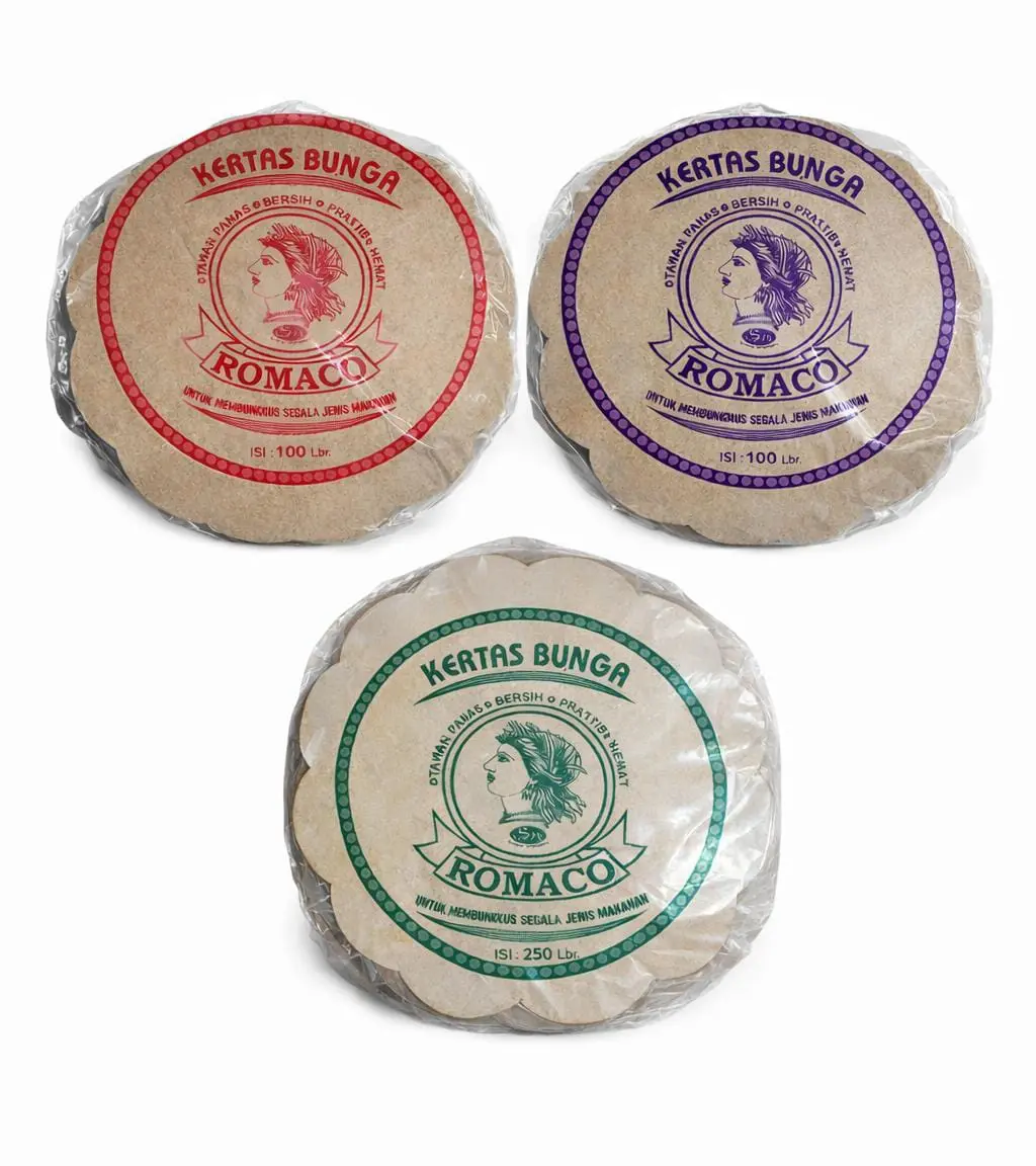 (250lbr) Kertas Nasi Bunga Romaco 27cm / Kertas Nasi Hijau