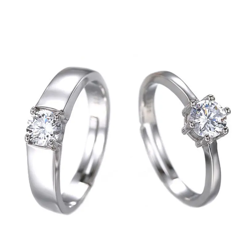 Ranier Verena Cincin Couple Pasangan Estetik Hadiah Perempuan Titanium Silver Jewellery Elegant Adjustable Rings Berlian Permata 0