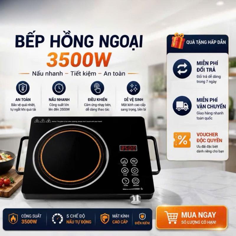 Bếp hồng ngoại đa năng công suất cao 3500W không kén nồi không bức xạ tiết kiện điện