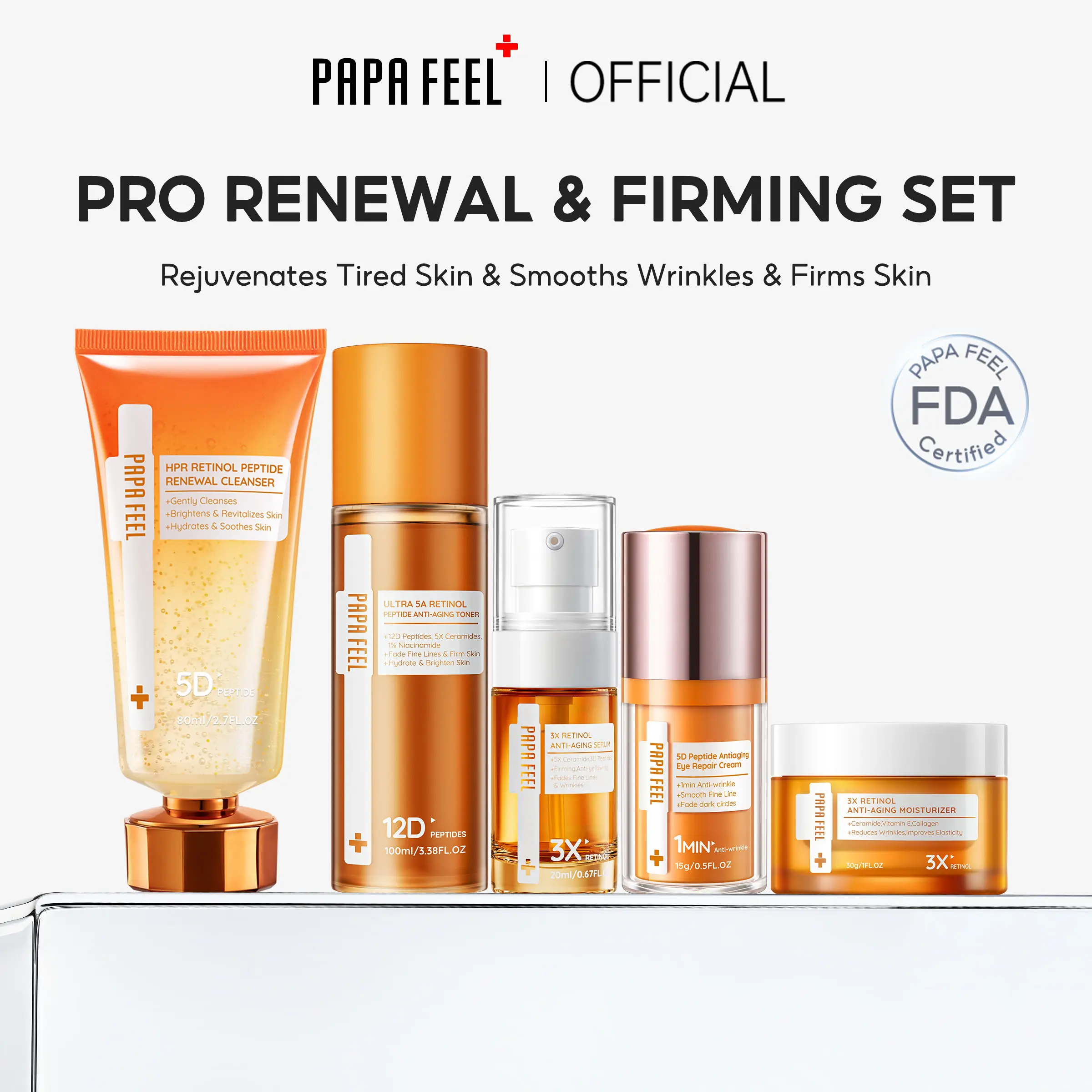 Papa feel skincare 5個セット Live】PAPA FEEL [FDA] 【PRO Renewal & Firming Set 】Microbiome 5D
