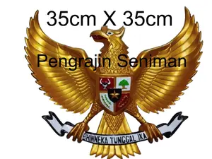 PROMO Hiasan Dinding patung Garuda Pancasila 3 Dimensi Fiber Logo Burung Garuda Gold 35X35CM
