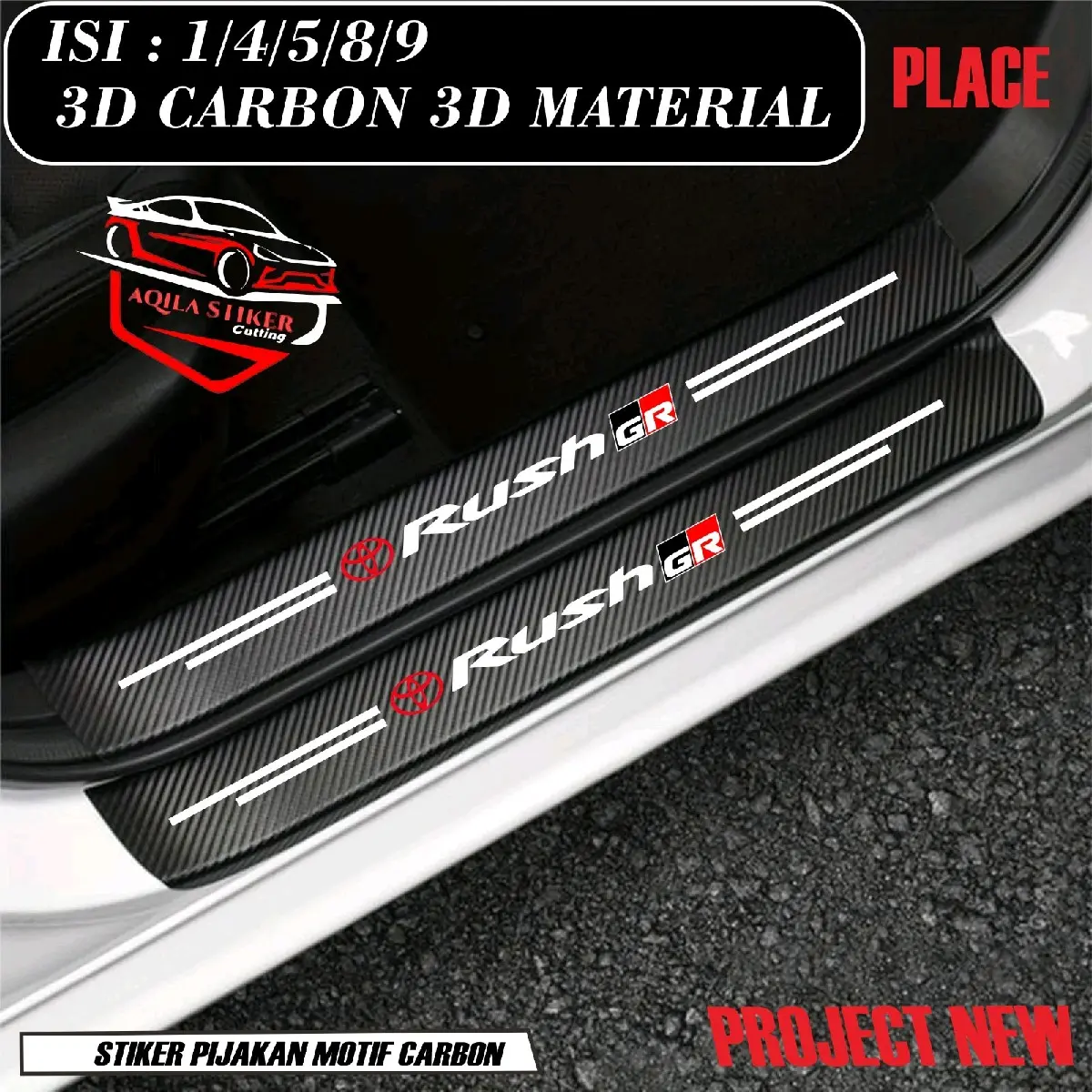 Stiker Mobil Sill Plate Mobi  Stiker Rush Toyota Karbon Pijakan Kaki Mobil Anti Gores car