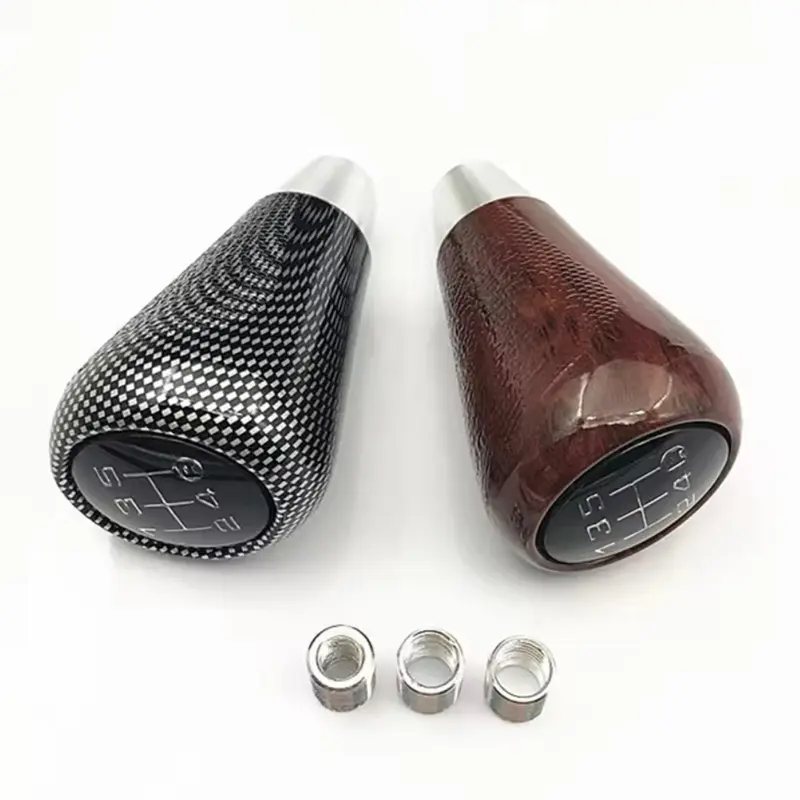 Gear Shift / Knob Persneling Momo Motif Kayu dan Karbon Mobil Manual Universal Car Kendaraan 3