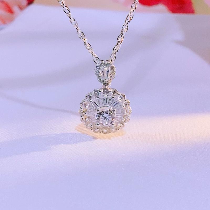 Dây chuyền bạc nữ AGJ s925-Dây chuyền nữ kép xoắn sang trọng và lịch sự mích đá 3get 5A sáng lấp lánh