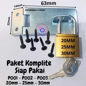 1 Set Overval / Overpale Kunci Engsel Gembok Galvanis Anti Karat 2.5 Inch Tebal + Skrup HOK