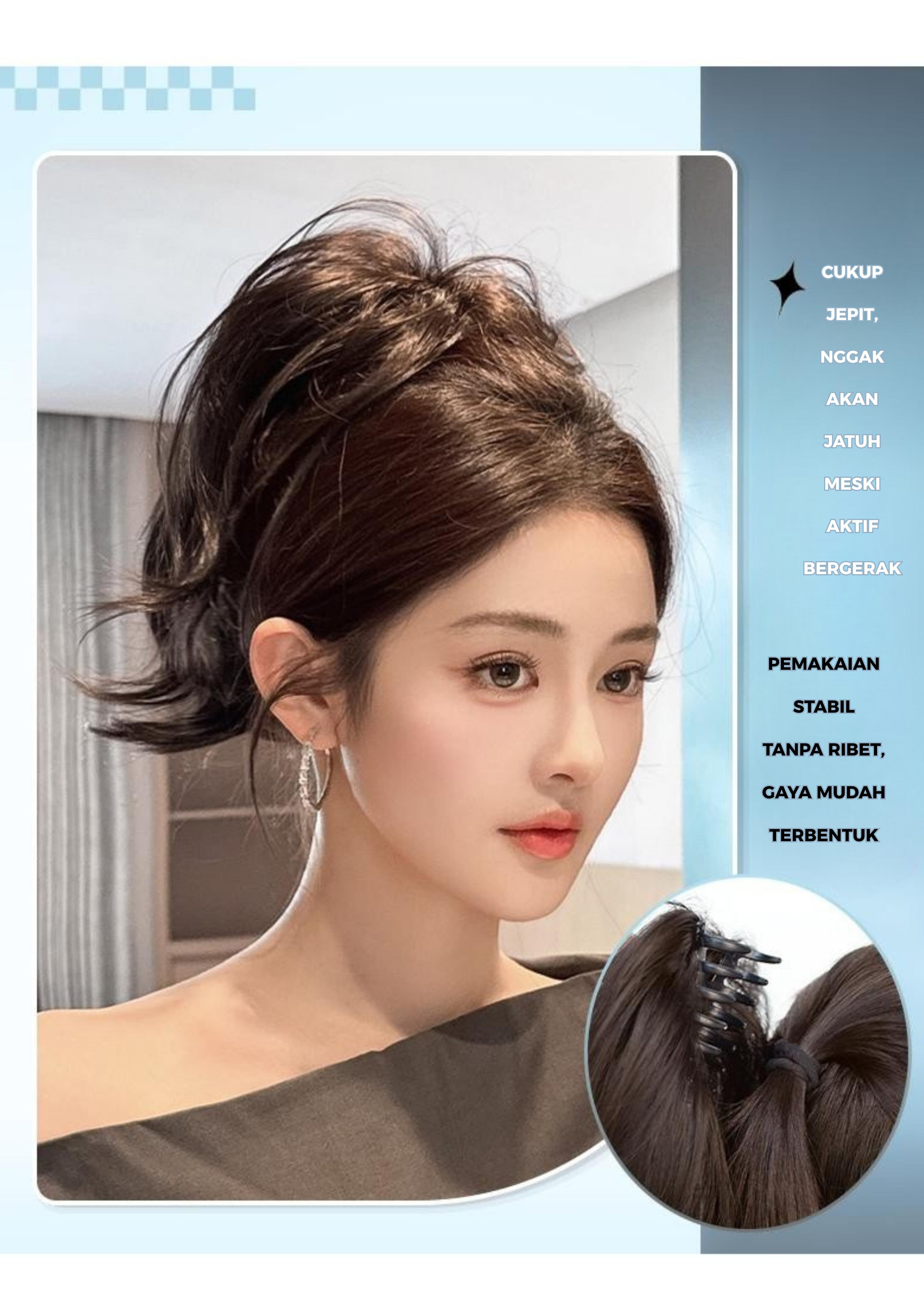 J4 - Cenlana Rambut Palsu Model Jepitan Tinggi Bergelombang Ala Duyung Cocok Untuk Gaya Hot Girl Cewek Stylish Atau Gaya Imut Dengan Jepitan Klip Model Pendek Mengembang Dan Ada Juga Tipe Ekor Kuda Air Mancur Wig