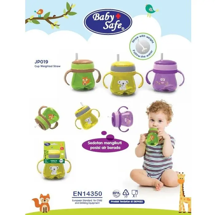 Baby Safe JP019 Training Cup With Weighted Straw Bandul [250ml] 0