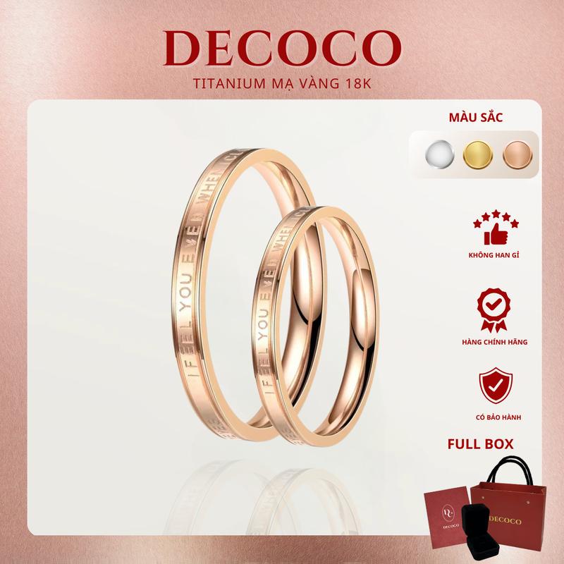 HÀNG MỚI VỀ KHÔNG ĐEN GỈ - Nhẫn đôi nam nữ IFEEL titan không đen gỉ DECOCO kèm Túi giấy+ Hộp + Thiệp