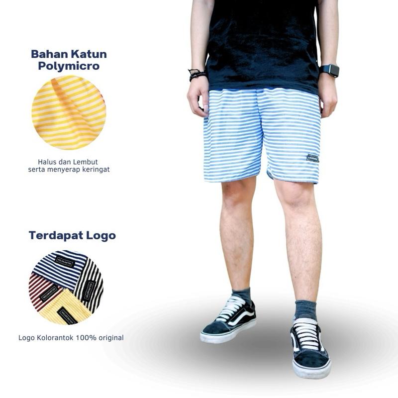 KOLORANTOK ISI 6 STRIP SERIES  BOXER KOLOR MOTIF STRIP CELANA PENDEK UNISEX PRIA DAN WANITA MOTIF STRIP 1