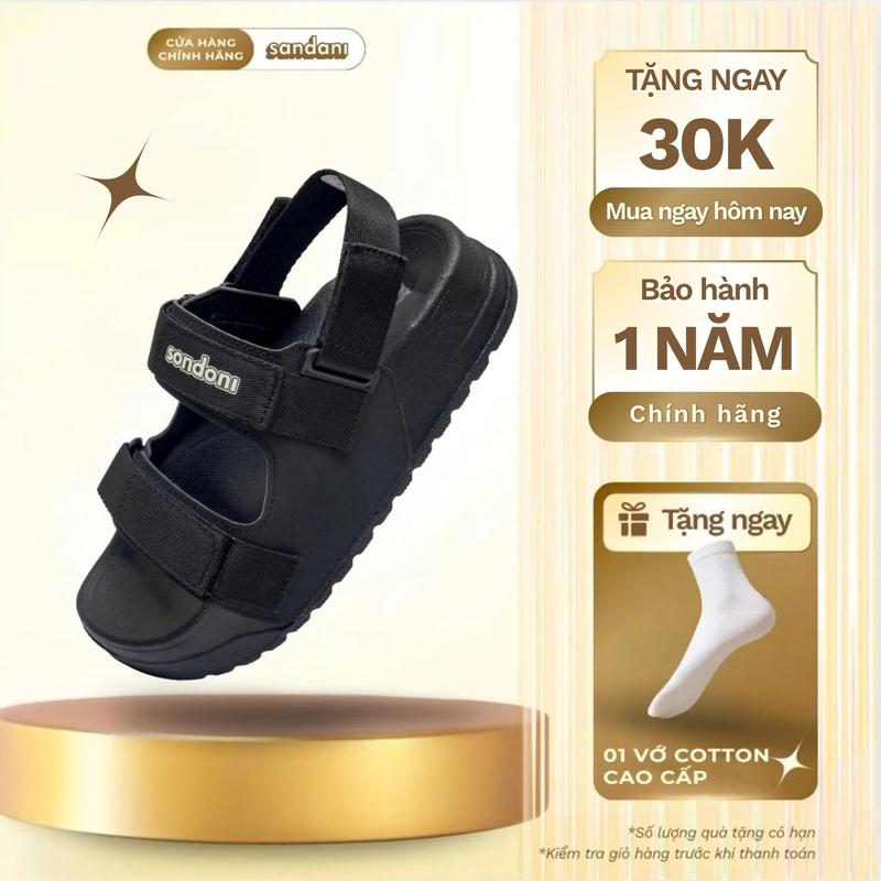  SANDANI Giày Sandal Unisex  Nam Nữ  S1 Full Đen - Đế Êm Chống Trơn - BH 1 NĂM 