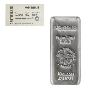 SILVER BATANGAN HERAEUS 10 OZ ATAU 311 GR BERSERTIFIKAT ASLI 999.9