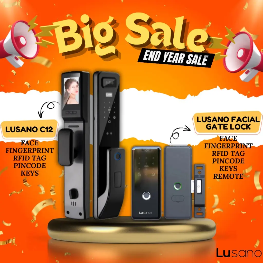 [OFFICIAL STORE] HDB Gate & Door Lusano C12 Door Lock + Cheapest Facial Recognize Gate Digital Lock Bundle