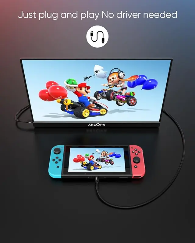 Arzopa Z1FC 144Hz Màn hình chơi game Cầm Tay ,16.1 inch, Tương thích với iPad, PC, Mac, Điện thoại, Xbox, PS4, Mỹ-C HDMI 1