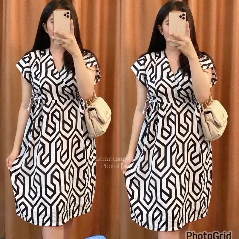 Daster Rayon Viscose Kimono Busui Friendly Bahan Adem Midi Dress Motif - Ibu, Kain