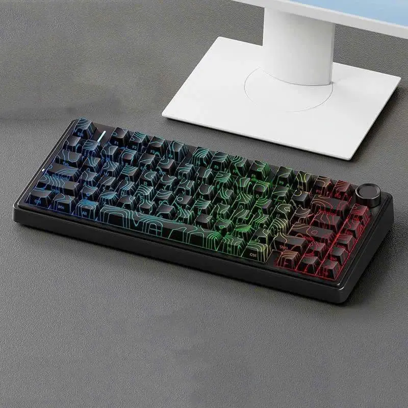 Bàn phím cơ Q82 V9 led rainbow có dây Hot Swappa trục đỏ Red Switch, núm đa chức năng điều chỉnh âm lượng, chế độ led, cường độ led