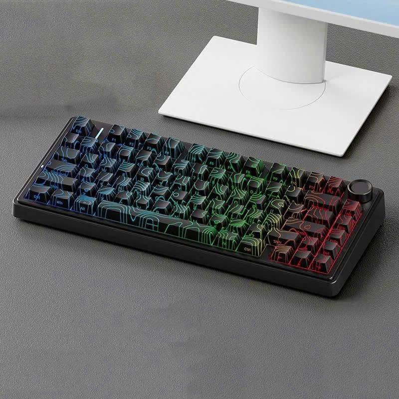 Bàn phím cơ Q82 V9 led rainbow có dây Hot Swappa trục đỏ Red Switch, núm đa chức năng điều chỉnh âm lượng, chế độ led, cường độ led