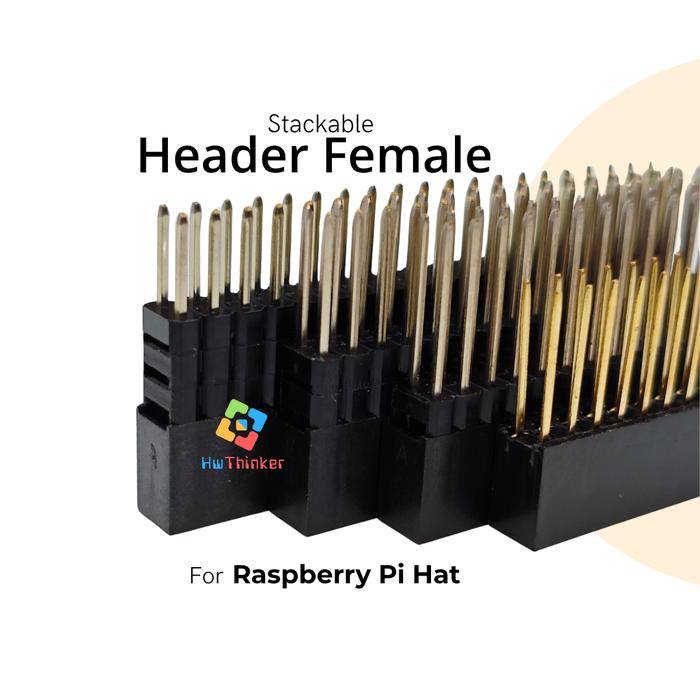 Jual Stackable Header Female for Raspberry Pi Hat 40P Double Row 2x20 ...