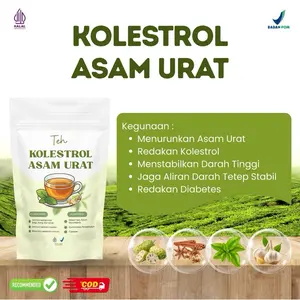 TEH KOLESTROL ASAM URAT - TEH HERBAL CINA PENURUN KOLESTROL ASAM URAT DETOKS RACUN DALAM TUBUH ISI 5 SACHET