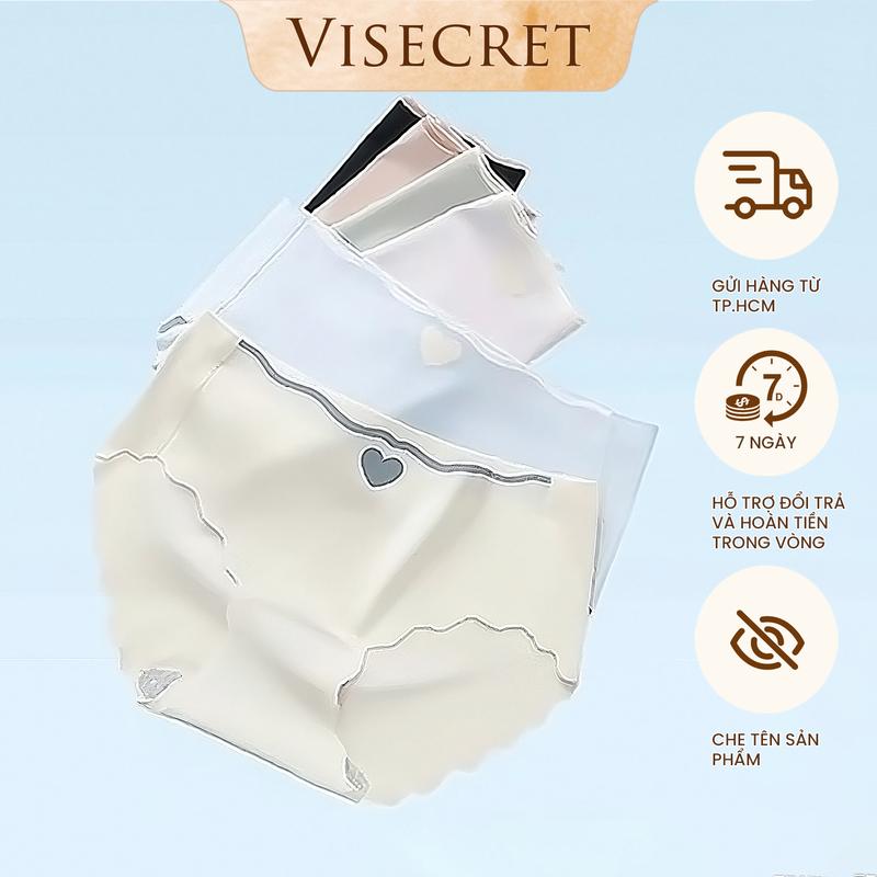 Quần Lót Quần Trong Nữ Quần Chip Chất Su Siêu Mỏng Không Lộ Viền Co Giãn In Hình Trái Tim Thoáng Mát Xinh Xắn -- VN2405006K