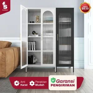 LEMARI KACA HIAS RUANG TAMU AESTHETIC Lemari Bufet Pajangan Penyimpanan Mainan Tas Buku Miniatur Bupet TV Etalase Display Kolektor
